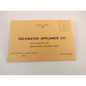 Vintage Kelvinator Appliance Warranty Postcard Set Advertisement Collectible